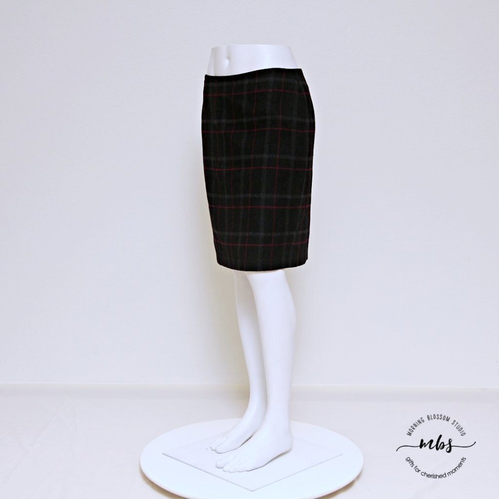 Talbots Wool Blend Plaid Pencil Mini Skirt